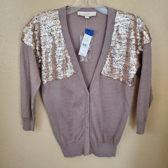 Cardigan Court LOFT Ann Taylor - Taille S - Paillettes Métalliques - NEUF